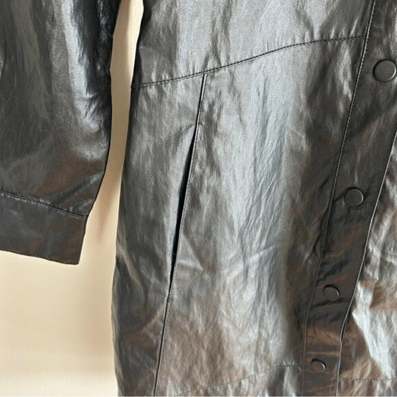 ZARA faux leather black button-down shirt dress - Picture 6 of 7